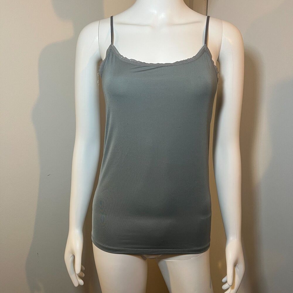 Ann Taylor Gray Layering Cami Tank Top M - Minimalist Y2K Model Off Duty Office